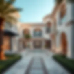 Luxurious villa exterior in Dubai's skyline