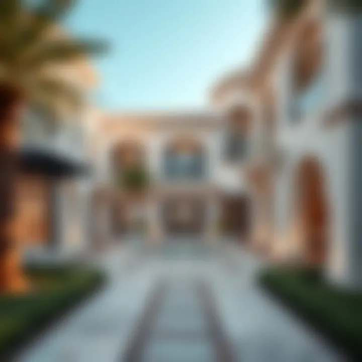 Luxurious villa exterior in Dubai's skyline