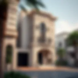 A picturesque townhouse in a vibrant Dubai neighborhood.