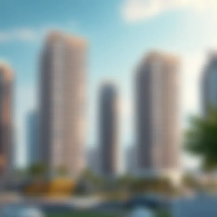 Modern Apartment Buildings Modern apartment buildings in Dubai skyline