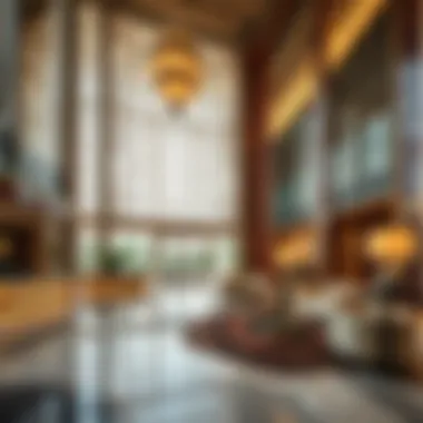 Elegant hotel lobby of Bulgari Hotel Dubai