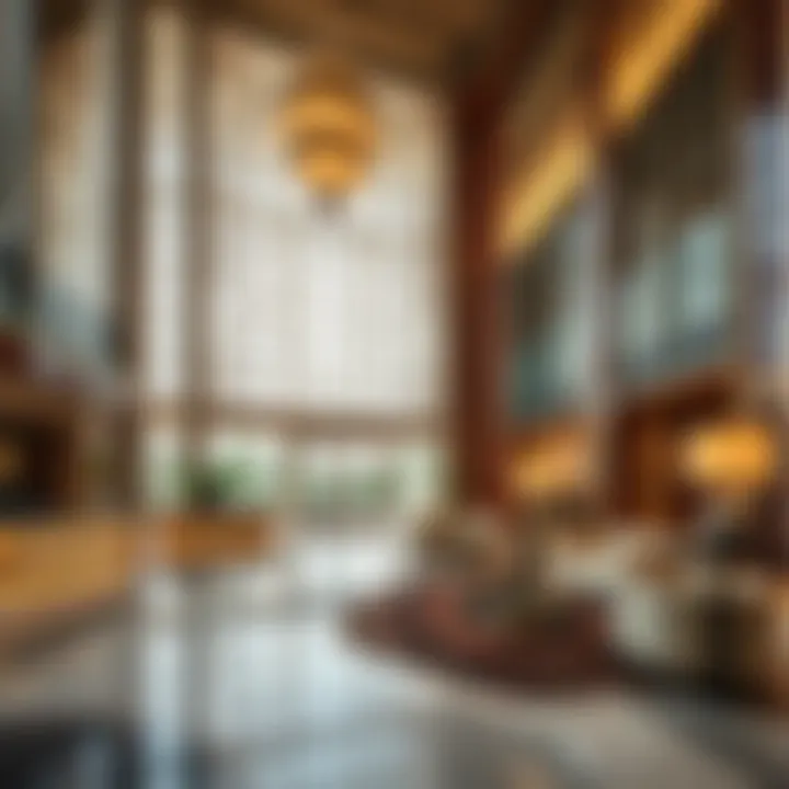 Elegant hotel lobby of Bulgari Hotel Dubai