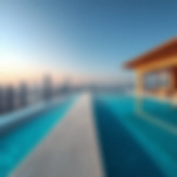 Stunning Infinity Pool with a Skyline View Infinity pool overlooking the Dubai skyline at Bulgari Mansions