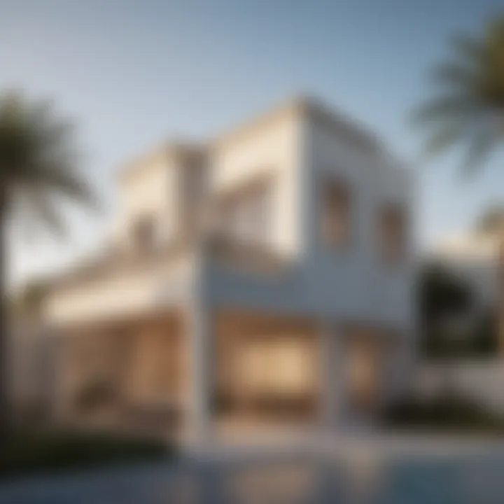 Stunning exterior view of Al Zahia villas highlighting architectural elegance