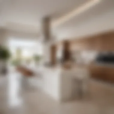 Modern kitchen layout of an Al Zahia villa reflecting high-end finishes