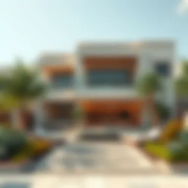 Outdoor Elegance in Dubai Villas Stylish outdoor space of a Dubai villa with landscaping and amenities
