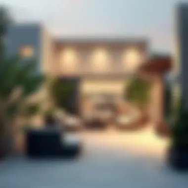 Contemporary Outdoor Elegance Contemporary outdoor space with stylish landscaping and seating