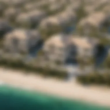 Aerial view of Palm Jumeirah Frond showcasing luxurious villas