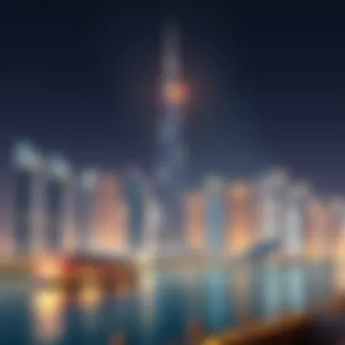 Dubai skyline with financial focus