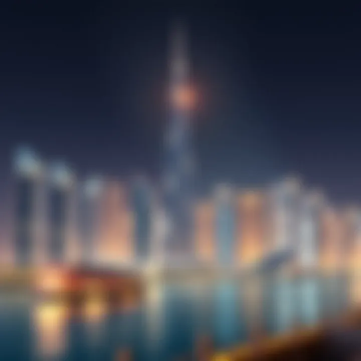Dubai skyline with financial focus