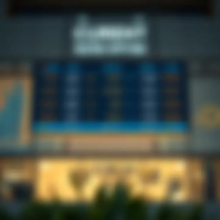 Exchange rates displayed on a digital board