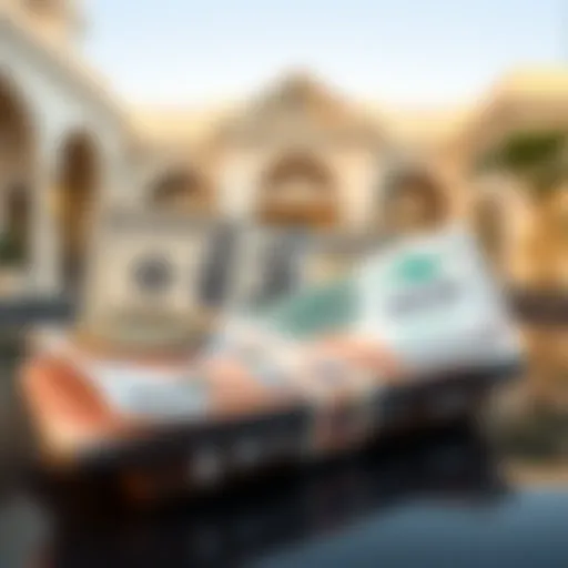 Currency Exchange Dynamics Currency exchange concept with USD and AED notes