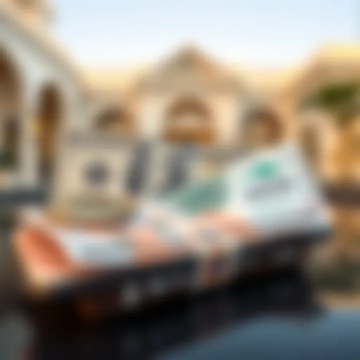 Currency Exchange Dynamics Currency exchange concept with USD and AED notes