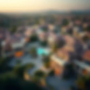 Aerial view of a prestigious Dubai neighborhood with signature villas