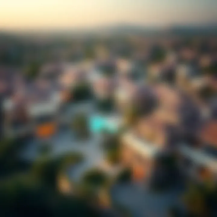 Aerial view of a prestigious Dubai neighborhood with signature villas