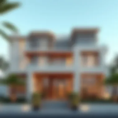 Stunning exterior view of a luxurious villa in Dubai showcasing modern architecture