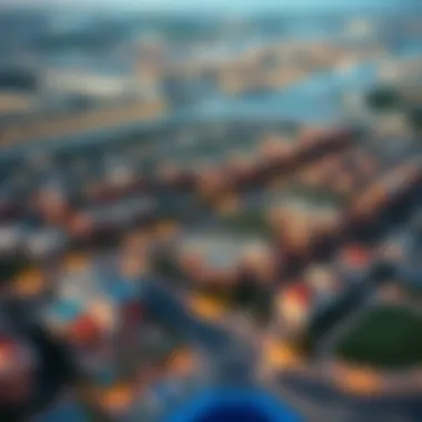 Aerial Panorama of Dubai Land Communities Aerial view of Dubai Land illustrating the landscape and villa communities