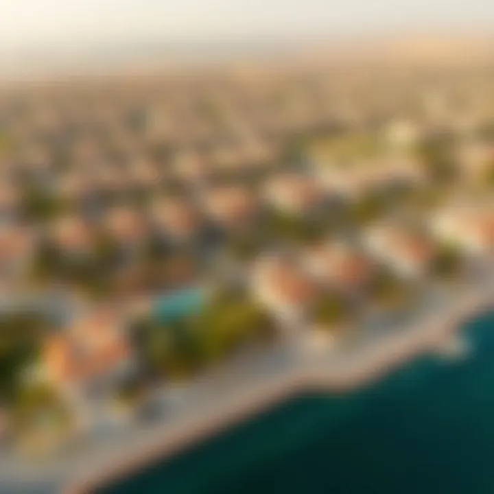 Aerial view of Al Dana Villas showcasing community layout and amenities