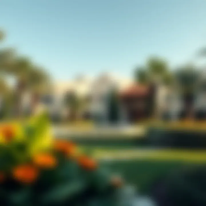 Beautiful garden landscape surrounding Al Dana Villas with vibrant greenery