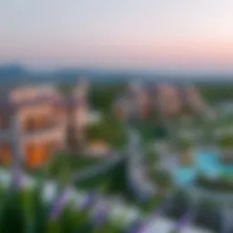 Panoramic view of Damac Hills showcasing luxurious villas and green spaces