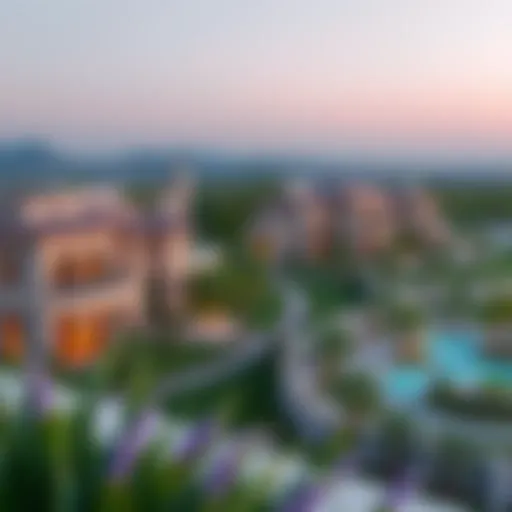 Panoramic view of Damac Hills showcasing luxurious villas and green spaces