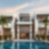 Luxurious villa exterior showcasing modern architecture