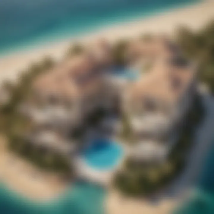 Aerial view showcasing luxurious villas on The Palm, Dubai