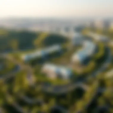 Aerial Perspective of Dubai Hills Aerial view of Dubai Hills showcasing its expansive greenery and luxury properties