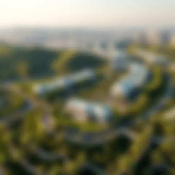 Aerial Perspective of Dubai Hills Aerial view of Dubai Hills showcasing its expansive greenery and luxury properties