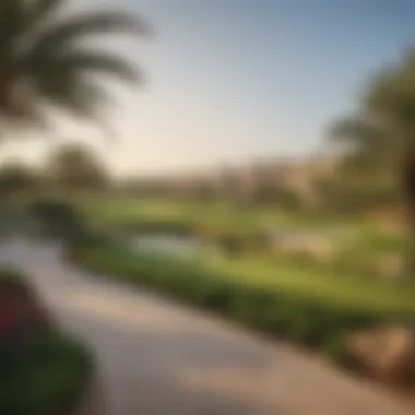 A panoramic view of Jumeirah Golf Estates showcasing the lush greenery and golf courses.