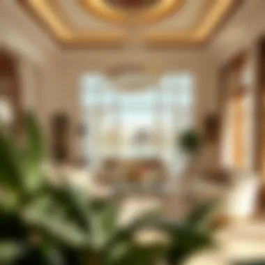 Elegant living room interior showcasing opulence and comfort in a villa