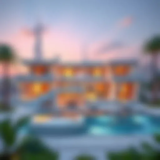 Luxury Villa with Iconic Dubai Skyline Stunning exterior view of a luxury villa overlooking the Dubai skyline