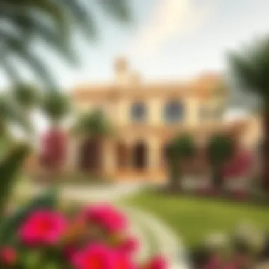 Stunningly Landscaped Garden Surrounding a Dubai Villa Beautifully landscaped garden of a luxury villa in Dubai