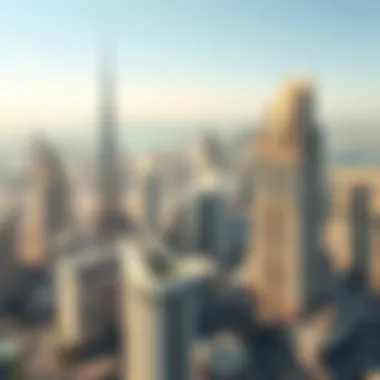 Iconic Buildings in Dubai's Luxury Districts Aerial view of Dubai's top penthouse locations, highlighting iconic buildings.