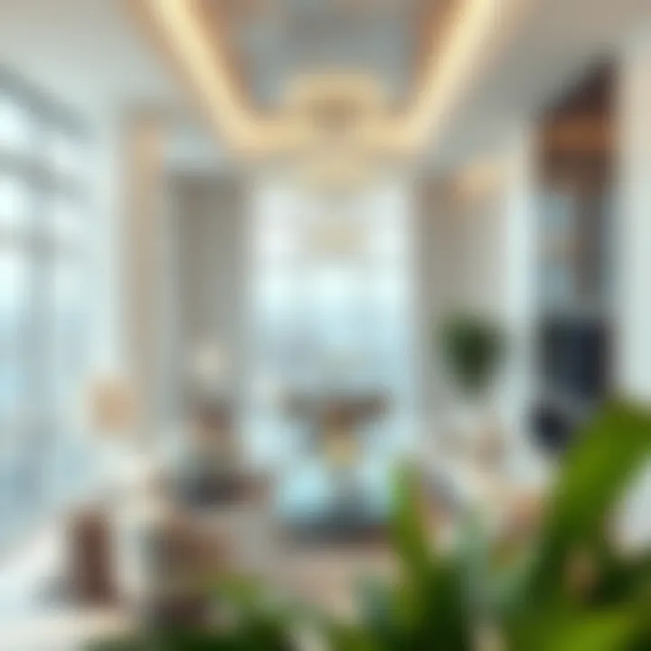 Elegance of Modern Interior Design Luxurious interior of a penthouse showcasing modern design and upscale furnishings.