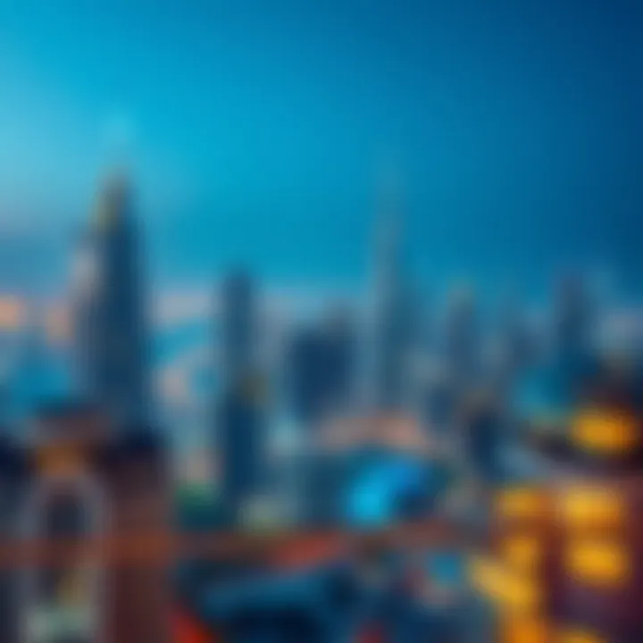 Night View of Dubai's Luxurious Cityscape Night view of Dubai cityscape featuring luxury penthouses