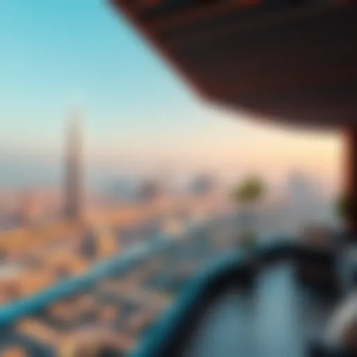 Stunning skyline view of Dubai from a luxury penthouse terrace