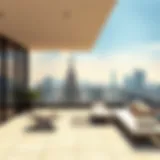 Breathtaking Skyline from the Terrace Stunning view of a luxury penthouse terrace overlooking the Dubai skyline.