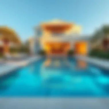 Private swimming pool with beautiful landscaping