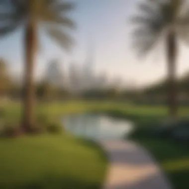 View of Dubai skyline from a Meadows villa