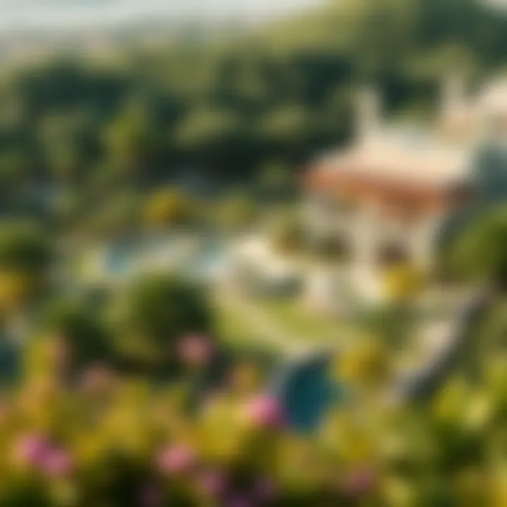 Lush Landscape Around Meydan Villas Scenic landscape surrounding Meydan Villas emphasizing green spaces