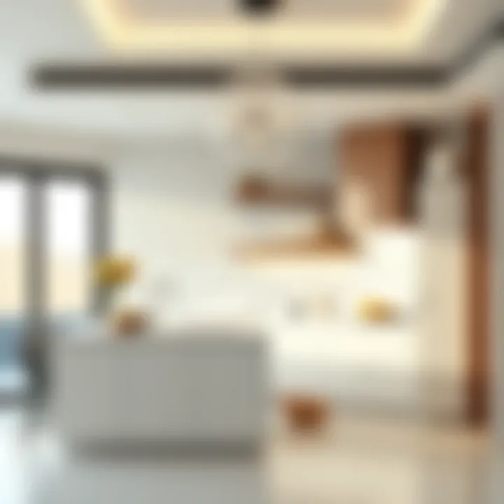 Modern kitchen design in Mirdif properties