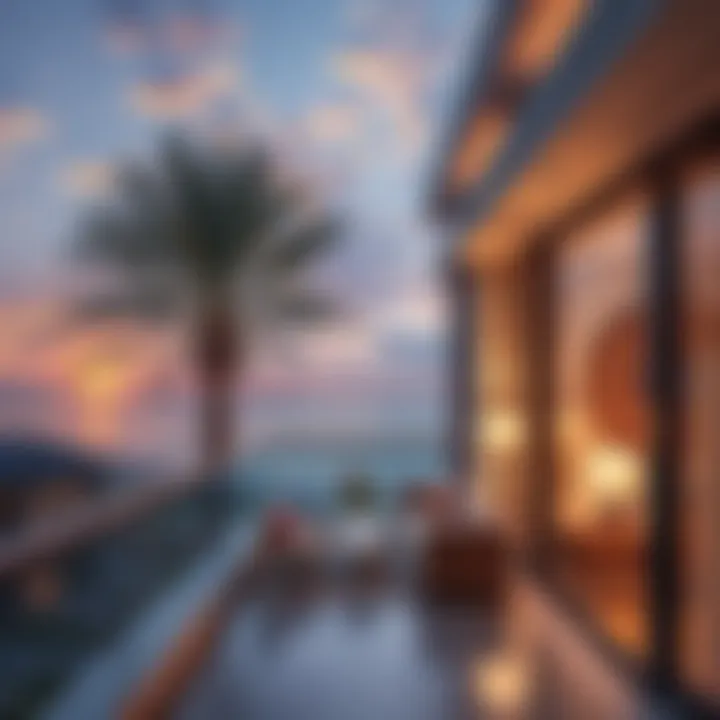 Breathtaking Sunset View from the Balcony Breathtaking sunset view from a balcony of a Palm Jumeirah Signature Villa