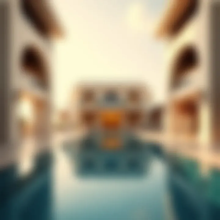 Elegant Outdoor Pool of a Luxury Sky Villa Elegant outdoor pool area of a luxury sky villa