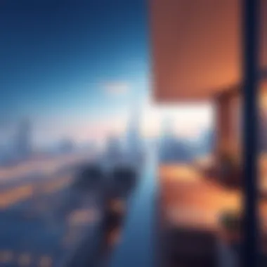 Stunning Skyline View from a Sky Villa Stunning skyline view from a Dubai sky villa balcony