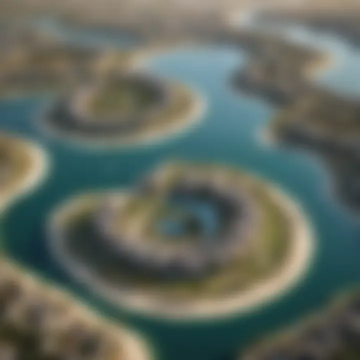 Stunning aerial view of Damac Lagoons highlighting the unique clusters