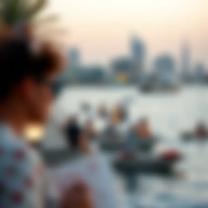 People enjoying leisure activities by the waterfront