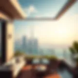 Stunning Dubai skyline view from a luxurious penthouse terrace