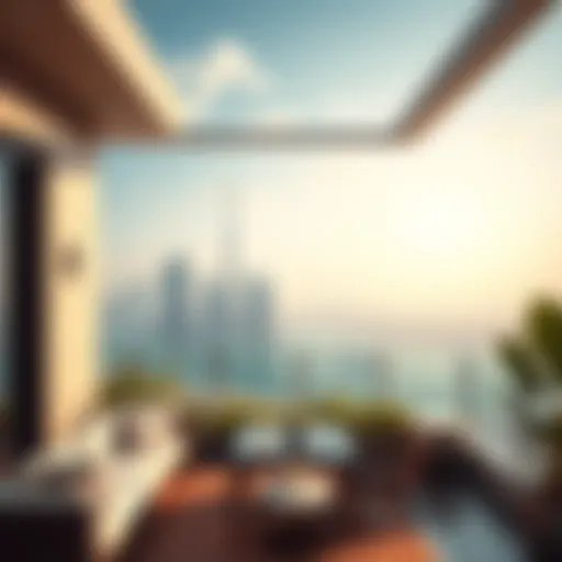 Stunning Dubai skyline view from a luxurious penthouse terrace