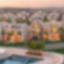 Panoramic view of Frond E showcasing luxury villas